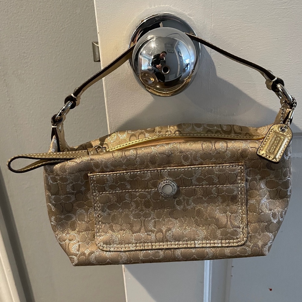 Metallic canvas Coach mini bag